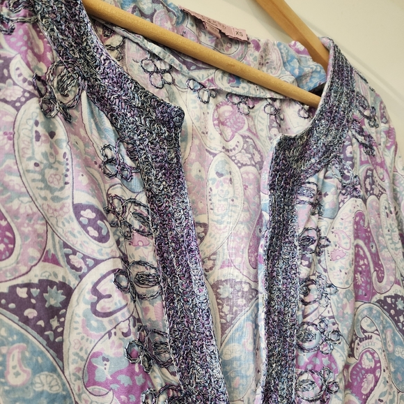 Calypso Purple and Blue Paisley Cotton Cover Up - Picture 3 of 10